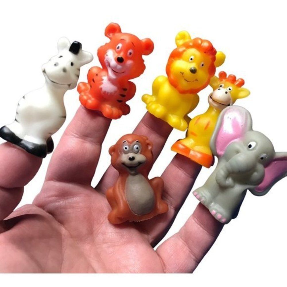 Jungle animal finger puppets 6‎ pieces preschool lion giraffe elephant monkey